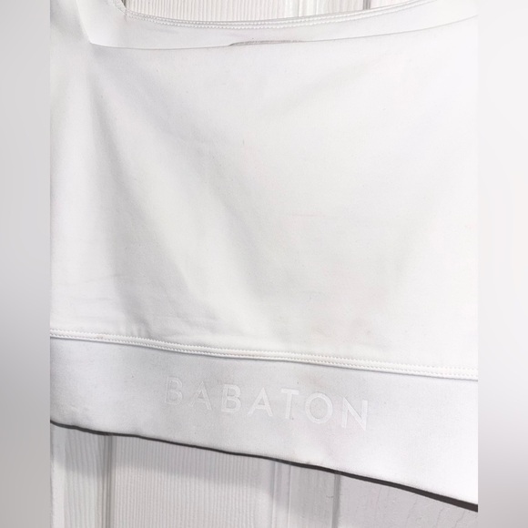 Aritzia BABATON Contour White Sylvia cropped long sleeve square neck top Medium - Picture 4 of 8